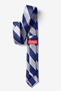 Navy & Silver Stripe Navy Blue Skinny Tie Photo (1)