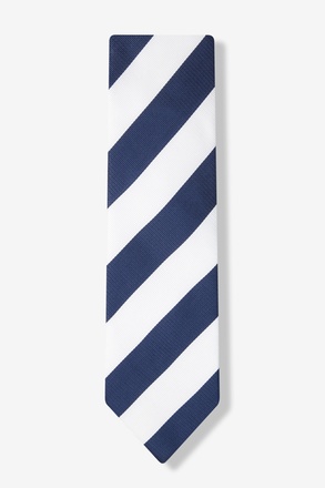 _Navy and Off White Stripe Navy Blue Tie_
