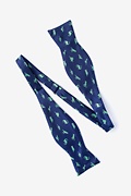 Navy Blue Dinosaurs Roaming Self-Tie Bow Tie Photo (1)