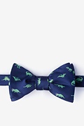 Navy Blue Dinosaurs Roaming Self-Tie Bow Tie Photo (0)