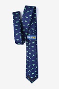 Navy Blue Dinosaurs Roaming Skinny Tie Photo (1)