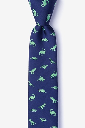 Navy Blue Dinosaurs Roaming Skinny Tie