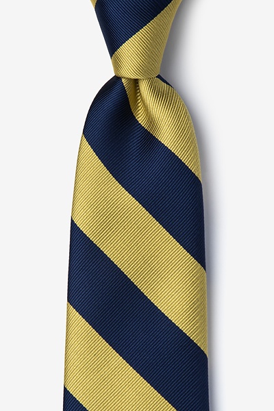 Navy Blue Microfiber Navy & Gold Stripe Tie