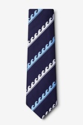 Ocean Waves Navy Blue Extra Long Tie Photo (1)