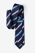 Ocean Waves Navy Blue Extra Long Tie Photo (2)