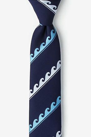 Ocean Waves Navy Blue Skinny Tie