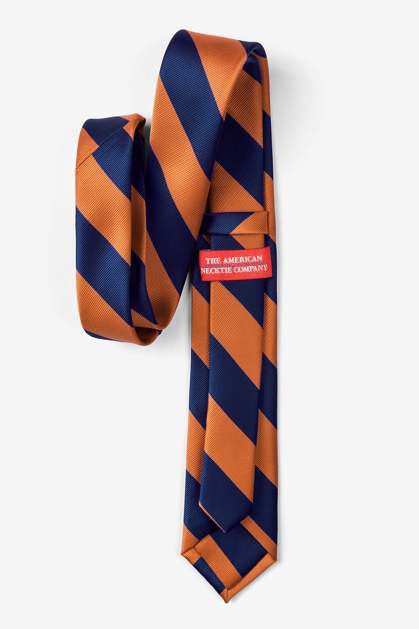Orange & Navy Stripe Navy Blue Tie For Boys Photo (2)