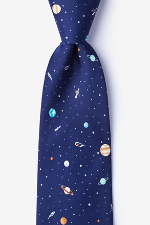 _Outer Space Navy Blue Extra Long Tie_