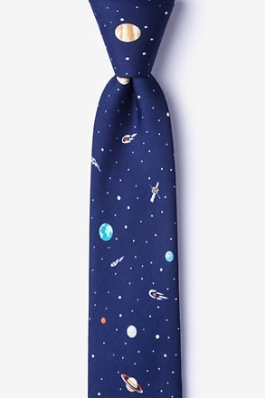 Outer Space Navy Blue Skinny Tie