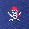Navy Blue Microfiber Pirate Skull and Swords Skinny Tie