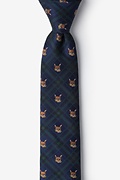 Plaid Fox Navy Blue Skinny Tie Photo (0)