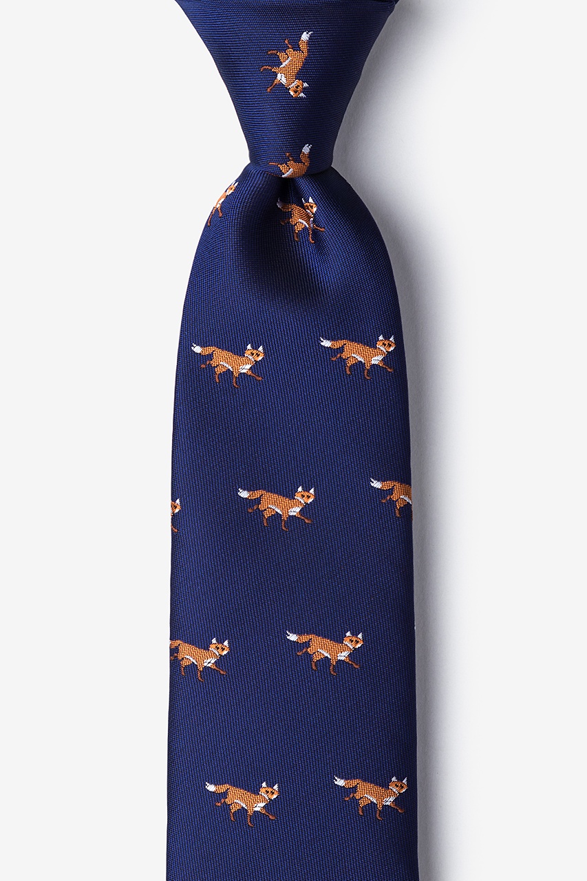 Prowling Foxes Navy Blue Extra Long Tie Photo (0)