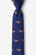 Prowling Foxes Navy Blue Skinny Tie Photo (0)