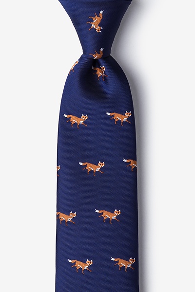 Navy Blue Microfiber Prowling Foxes Tie