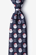 Santa Faces Navy Blue Extra Long Tie Photo (0)