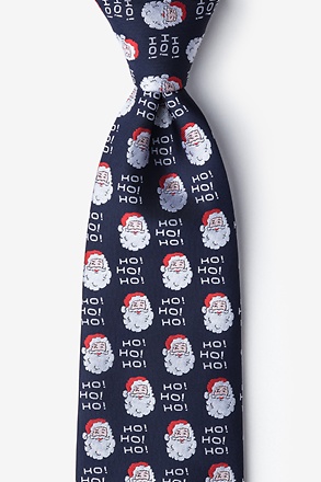 Santa Faces Navy Blue Extra Long Tie