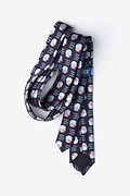 Santa Faces Navy Blue Skinny Tie Photo (1)