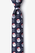 Santa Faces Navy Blue Skinny Tie Photo (0)