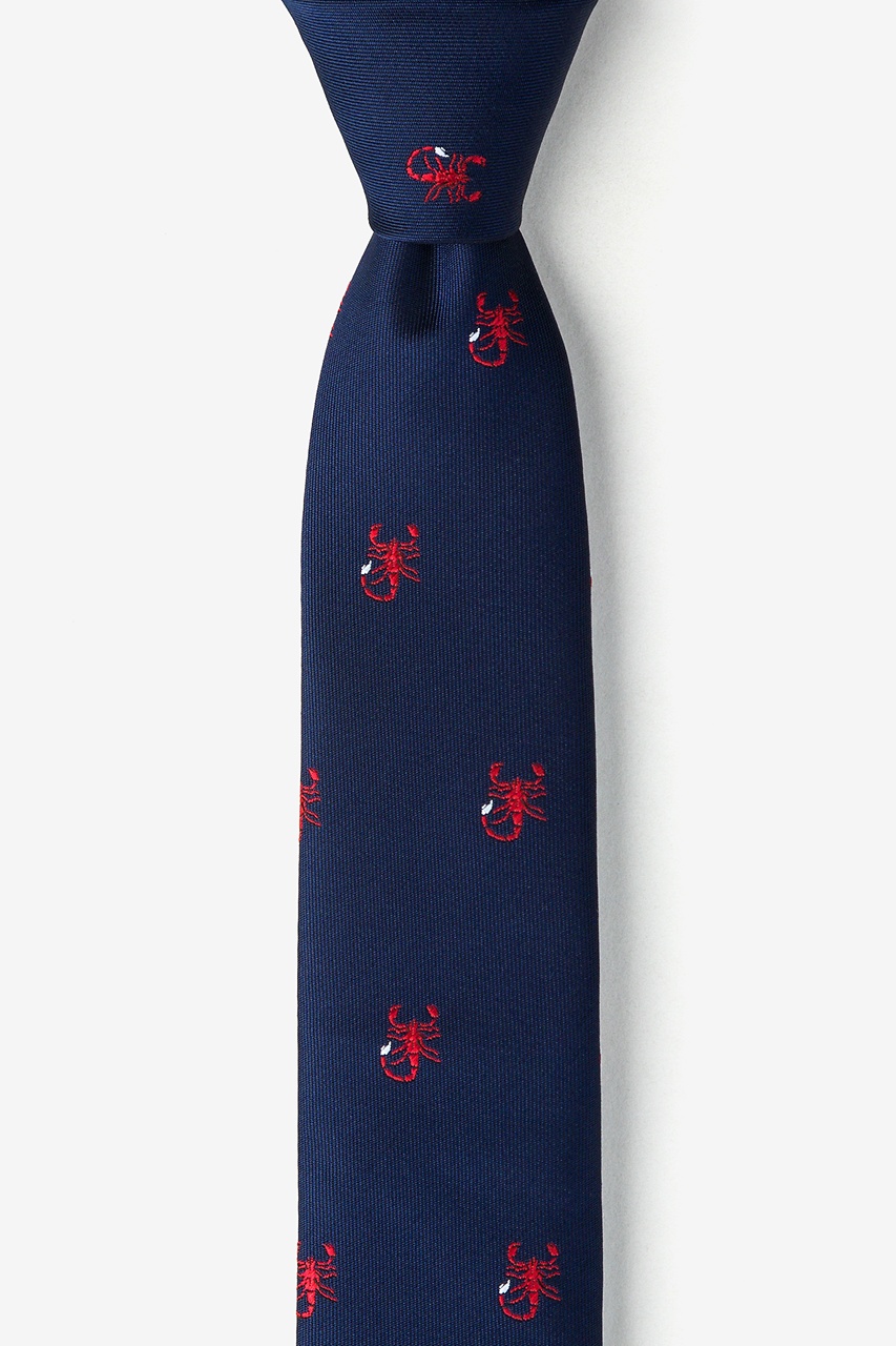 Scorpions Navy Blue Skinny Tie Photo (0)