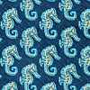 Navy Blue Microfiber Seahorses Extra Long Tie