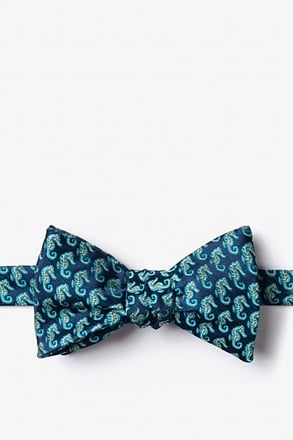 Seahorses Navy Blue Self-Tie Bow Tie