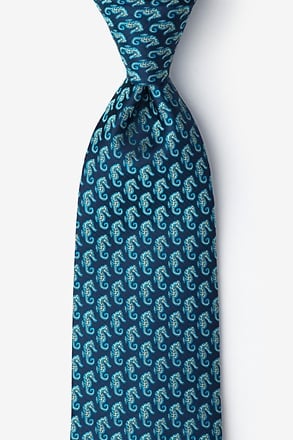 Seahorses Navy Blue Tie