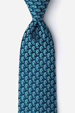 _Seahorses Navy Blue Tie_