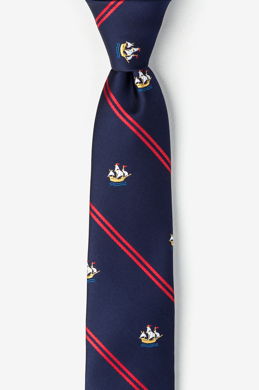 Ship Stripe Navy Blue Skinny Tie Photo (0)