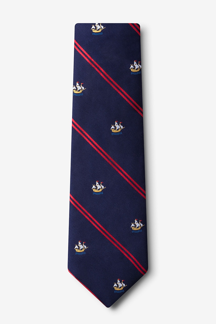 Ship Stripe Navy Blue Tie Photo (1)