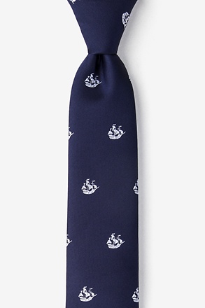 _Ships Ahoy Navy Blue Skinny Tie_