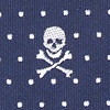 Navy Blue Microfiber Skull & Polka Dots Tie