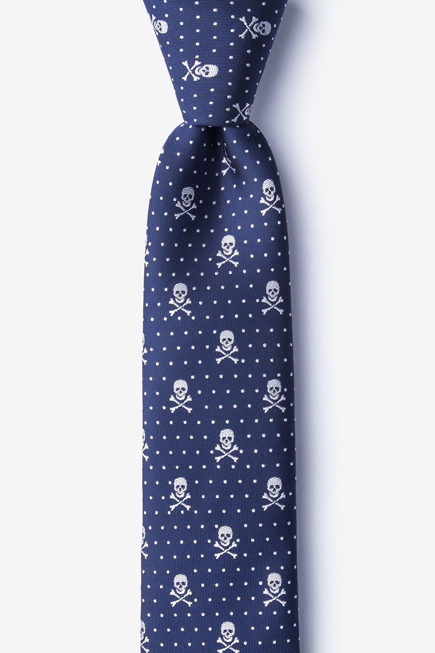 Navy Blue with White Polkadots - Skinny Tie