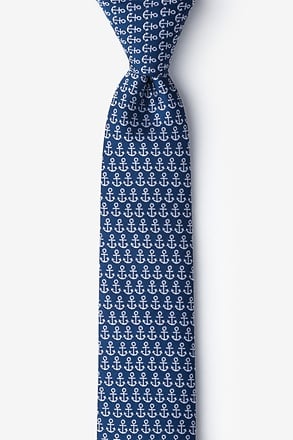 Small Anchors Navy Blue Skinny Tie