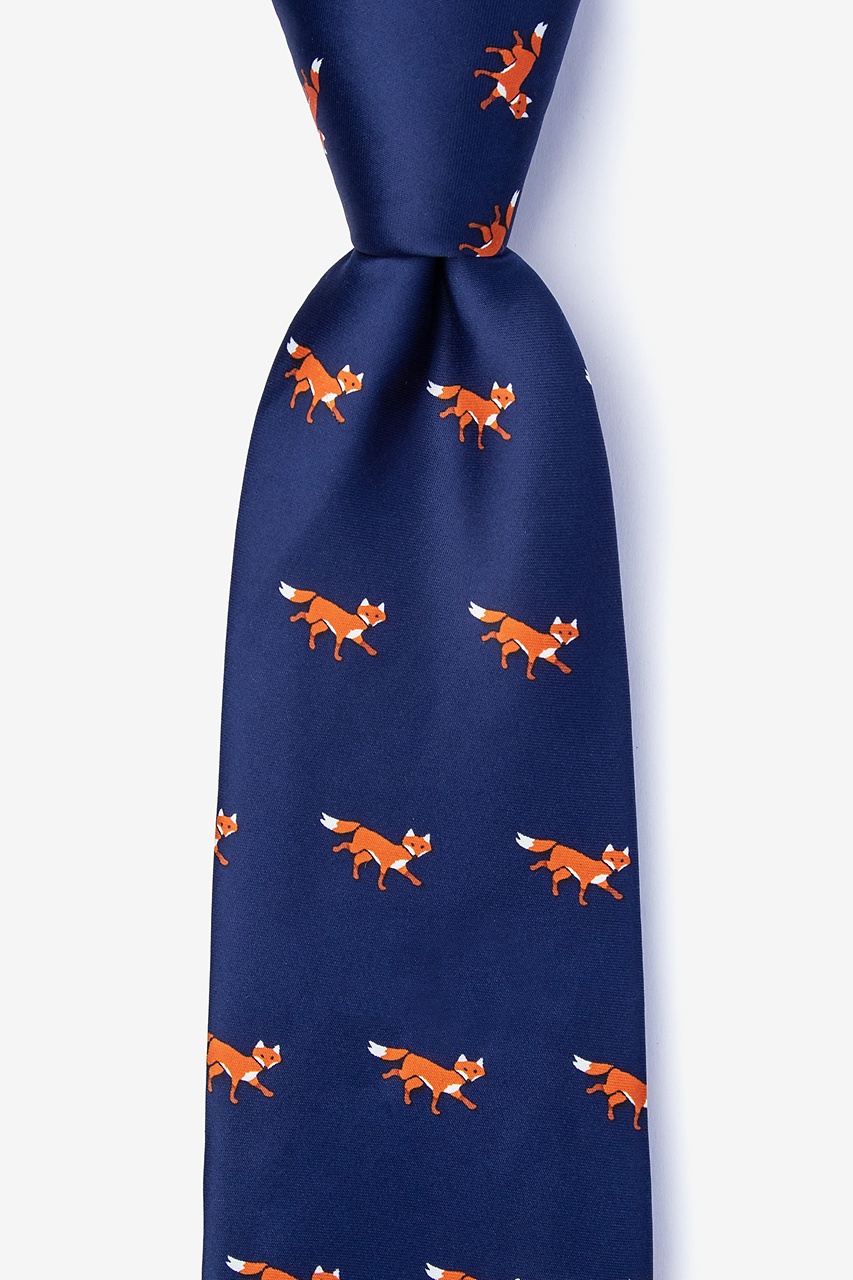 Sneaky Foxes Navy Blue Tie Photo (0)