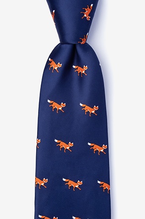 Sneaky Foxes Navy Blue Tie