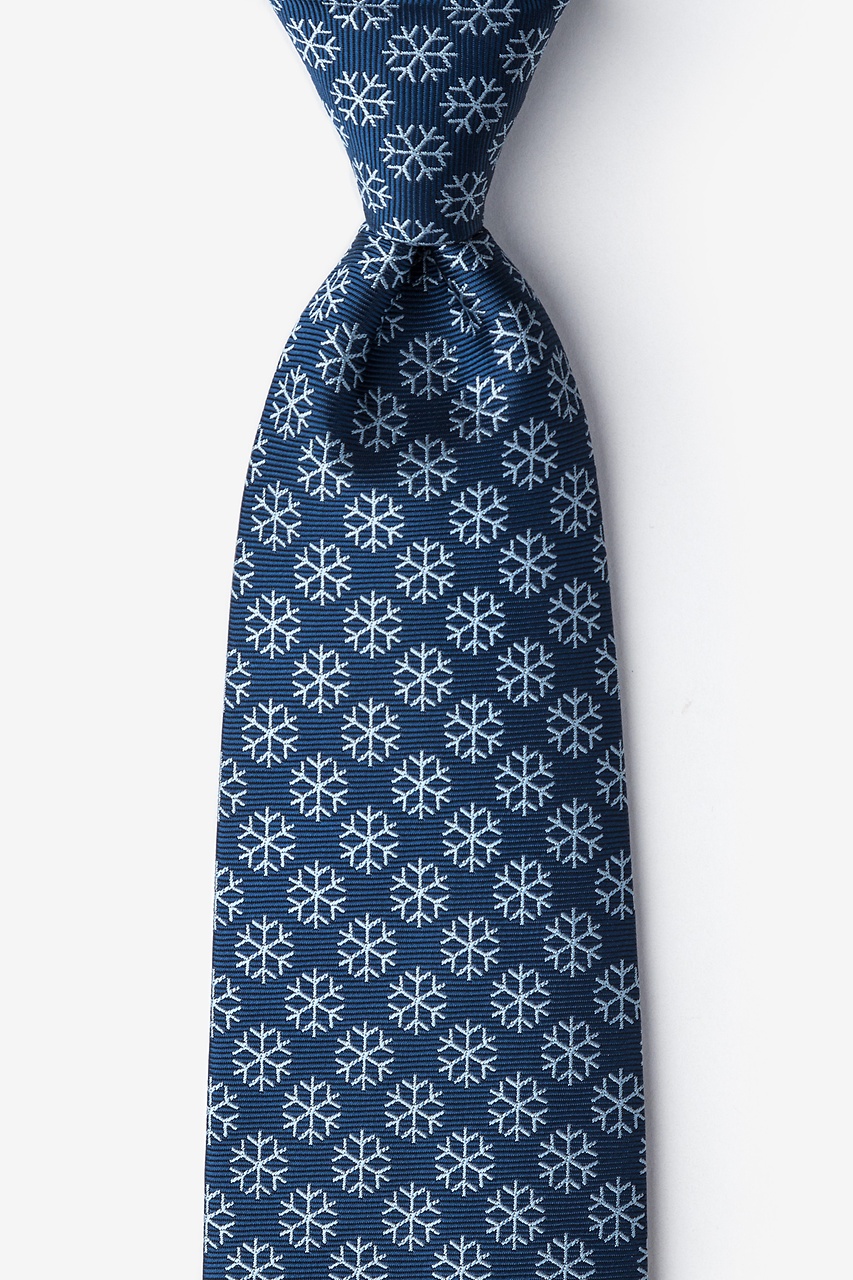 Snowflakes Navy Blue Extra Long Tie Photo (0)