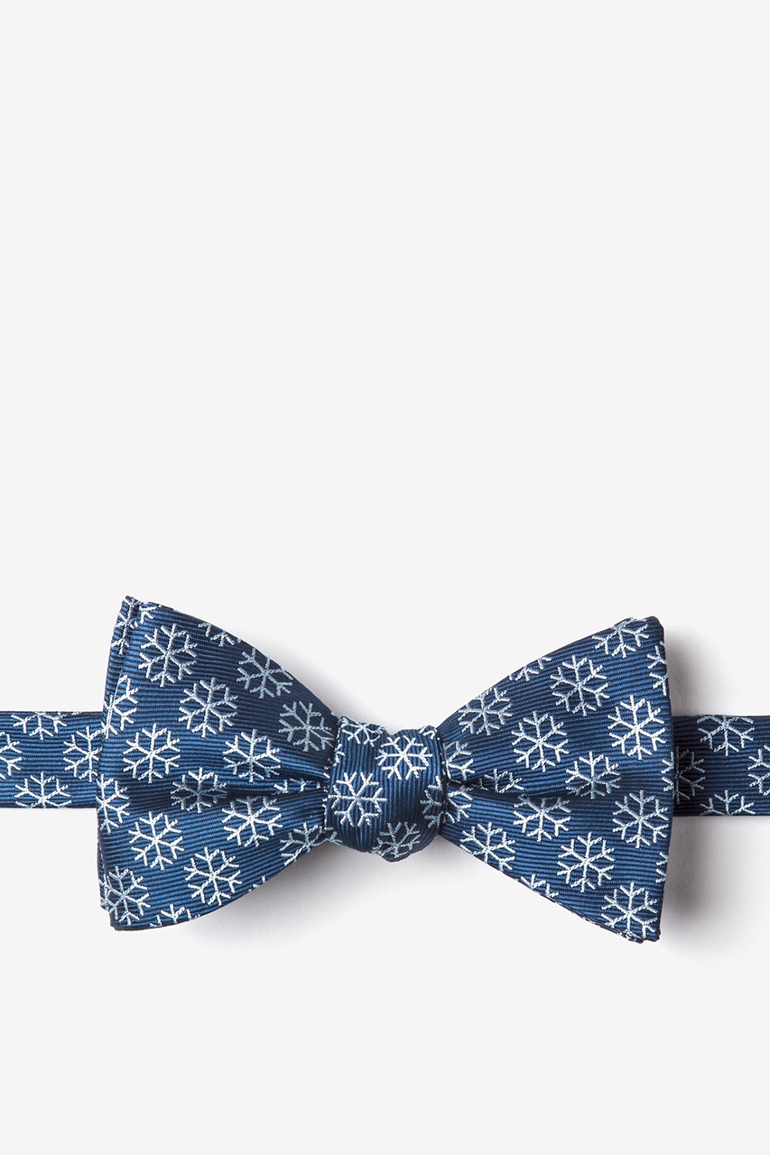Snowflakes Navy Blue Self-Tie Bow Tie Photo (0)