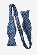 Snowflakes Navy Blue Self-Tie Bow Tie Photo (1)