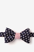 Stars & Stripes Reversible Navy Blue Self-Tie Bow Tie Photo (0)