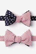 Stars & Stripes Reversible Navy Blue Self-Tie Bow Tie Photo (2)