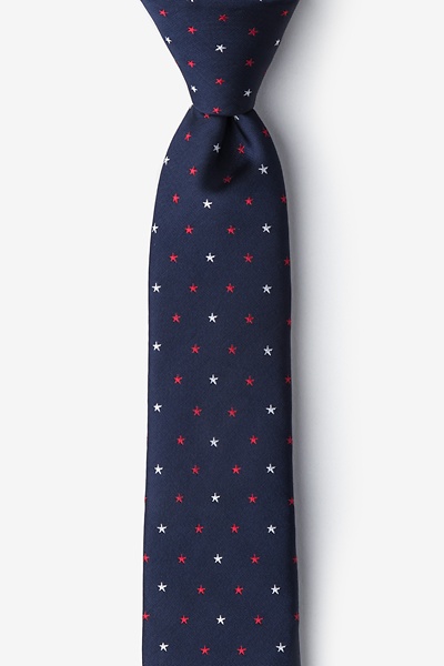 Navy Blue Microfiber Stars Skinny Tie