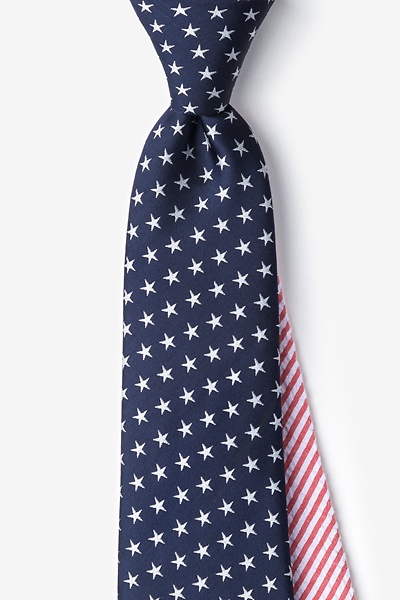 Navy Blue Microfiber Stars & Stripes Tie