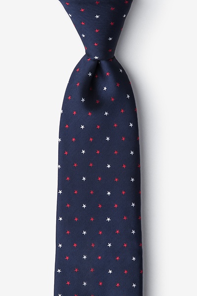 Navy Blue Microfiber Stars Tie