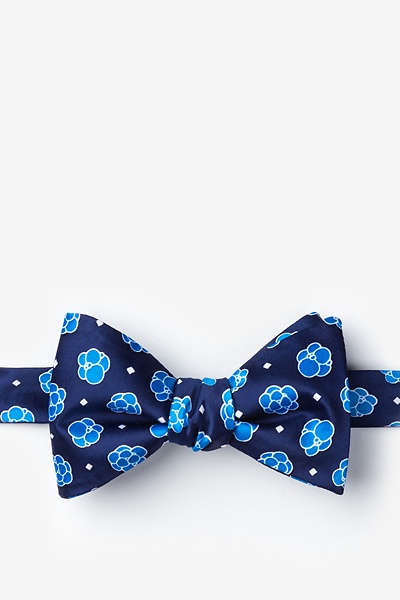 Navy Blue Microfiber Stem Cells Self-Tie Bow Tie
