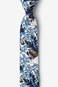 The Great Wave Off Kanagawa Navy Blue Skinny Tie Photo (0)