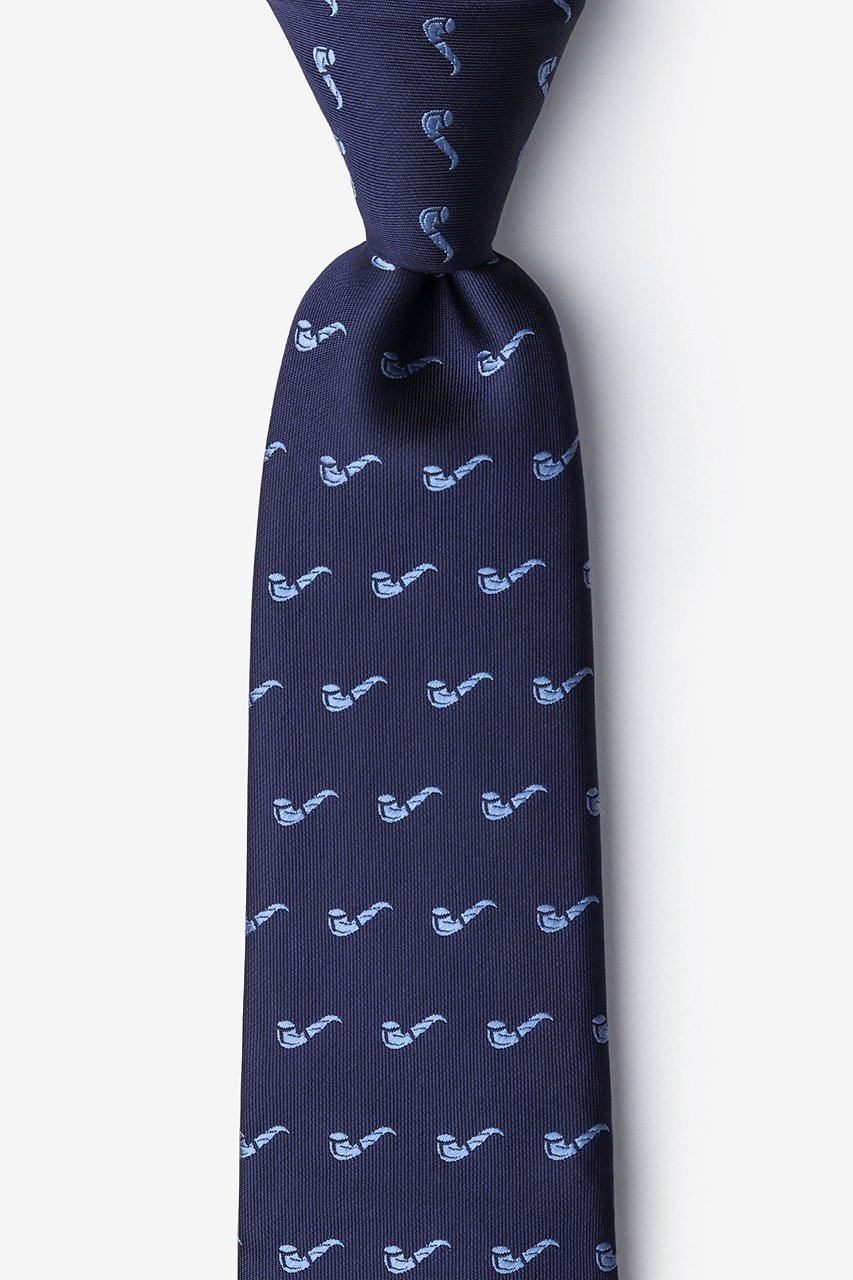 Tobacco Pipes Navy Blue Extra Long Tie Photo (0)