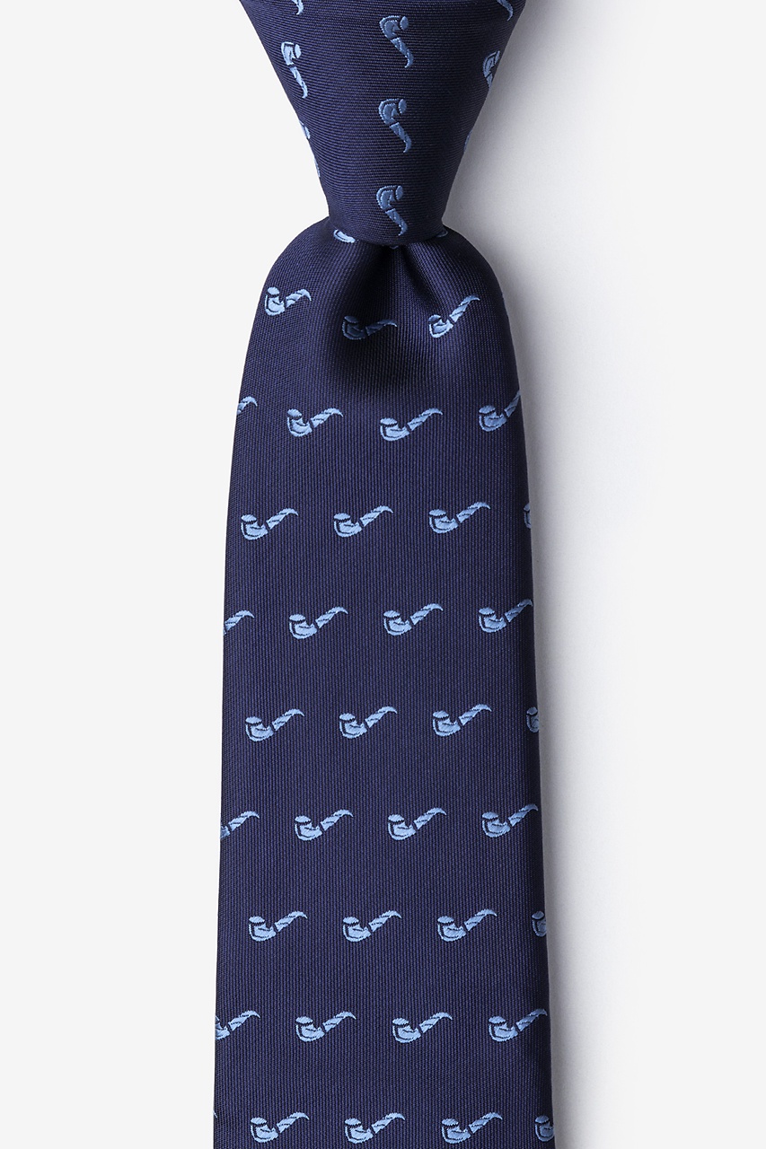 Tobacco Pipes Navy Blue Tie Photo (0)
