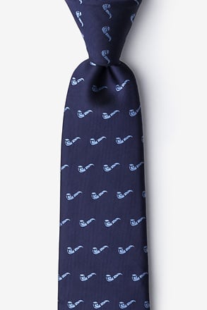 _Tobacco Pipes Navy Blue Tie_