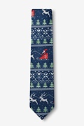 Ugly Christmas Sweater Navy Blue Skinny Tie Photo (1)