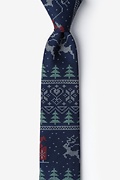 Ugly Christmas Sweater Navy Blue Skinny Tie Photo (0)